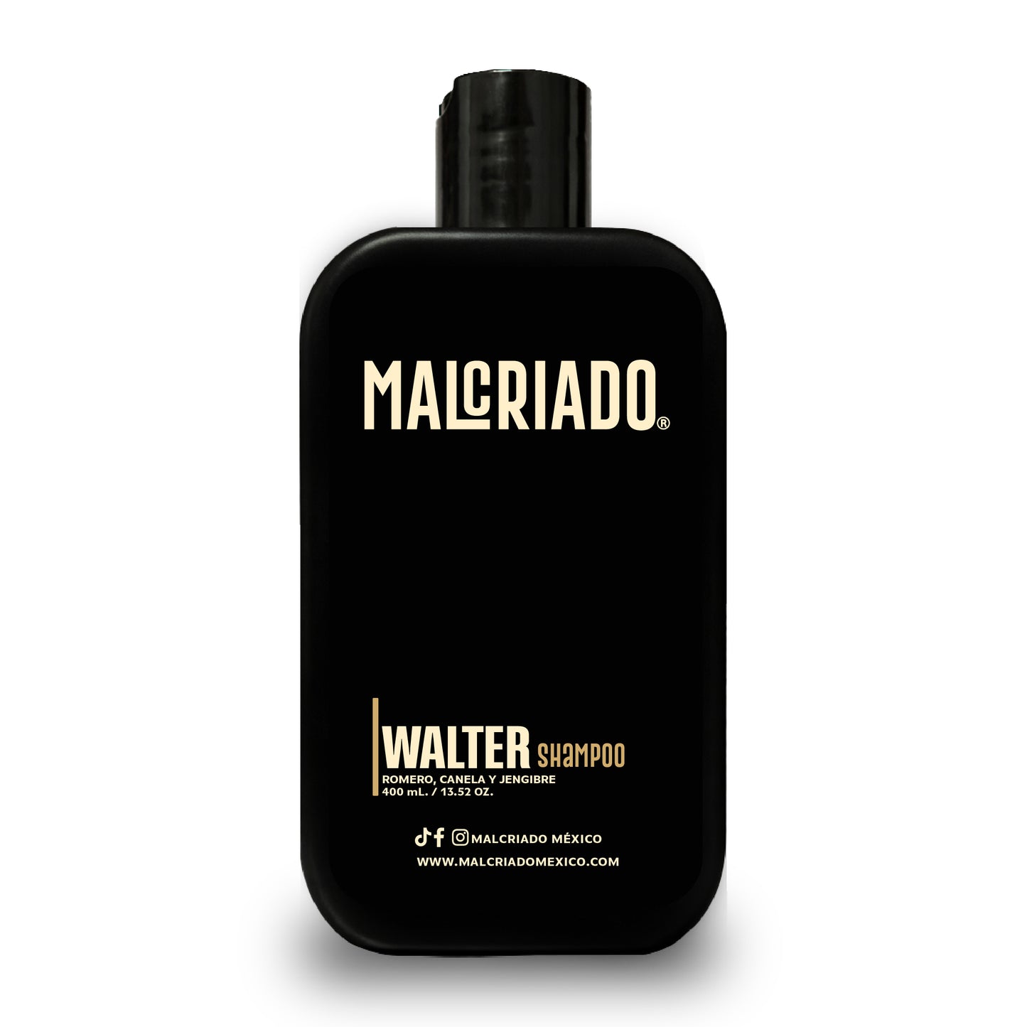 Walter Shampoo con Romero, Canela y Cola de Caballo 400 mL | Cabello Débil, Frágil y Sin Brillo | Malcriado México