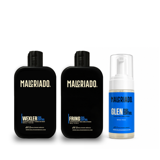 Kit Curl Control para Cabello Rizado | Shampoo 400 mL, Acondicionador 380 g y Espuma para Definir Rizos 125 ml | Malcriado México